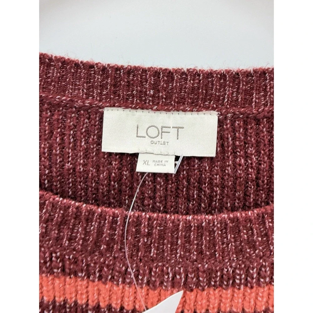 Ann Taylor LOFT Womens Size XL Striped Ribbed Long Sleeve Tunic Sweater $70